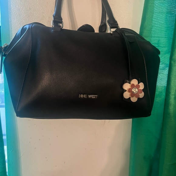 Nine West Black Satchel with Flower Accent - Picture 1 of 3